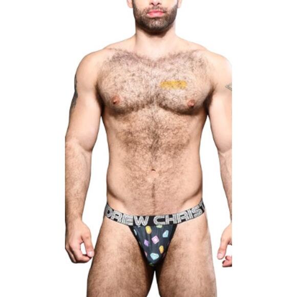 Andrew Christian Gem Lattice Thong Black Multi Medium - Picture 1 of 9